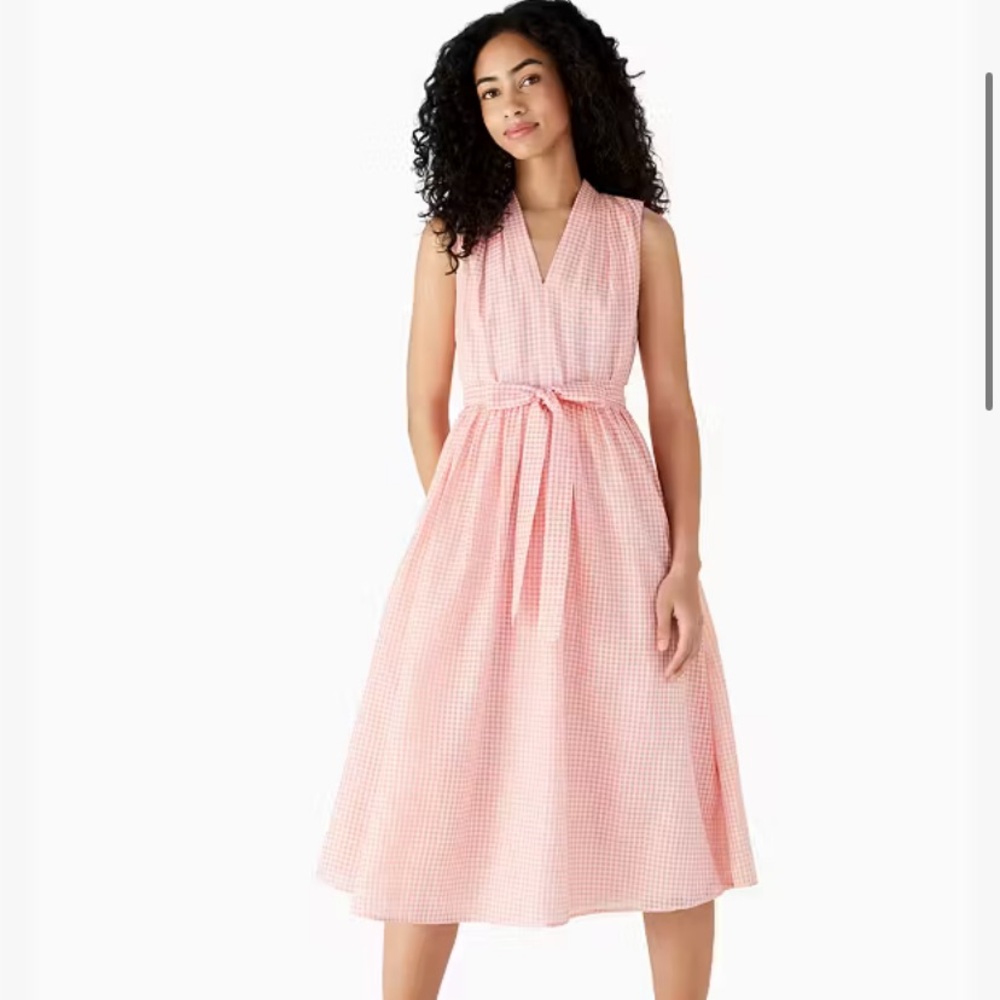 Kate Spade Pink Gingham Midi Dress